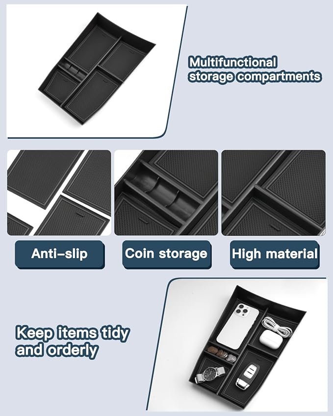 Lower Console Organizer Compatible with 2021 2022 2023 2024 2025 2026 Nissan Rogue(S/SL/SV/Platinum) Armrest Under Storage Box Tray Nissan Rogue Accessorie Console Pallet Container with Coin Storage
