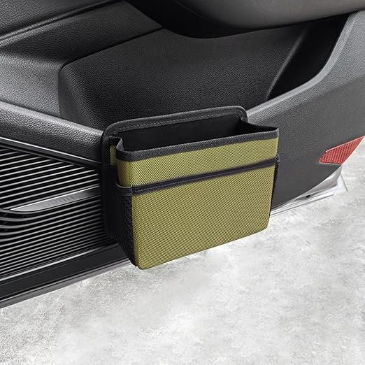 AOWIS Car Trash Can, Foldable Multifunctional Hanging Storage Box Trash Can with a Roll of Garbage Bag, Multi Pocket Design Suitable for Car, Home and Office (Green)