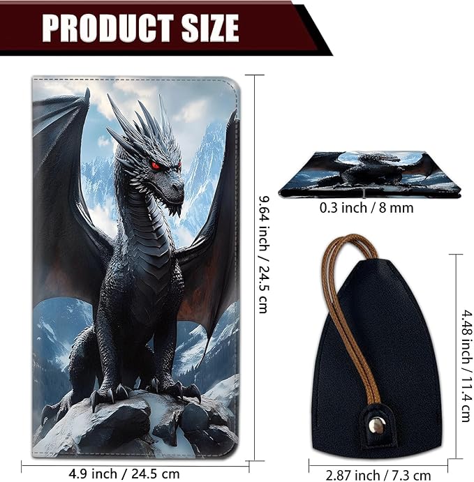 Car Document Holder with Magnetic Shut, Car Registration and Insurance Card Holder, Vehicle Glove Box Organizer Documents, Driver License, Auto Paperwork Organizer Wallet, On Snow Peak Black Dragon
