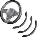 Car Steering Wheel Cover Leather Snap On 3Pcs Set Non-Slip Protector Wrap Steering Wheel Accessories 14.5-15 inch Universal Black