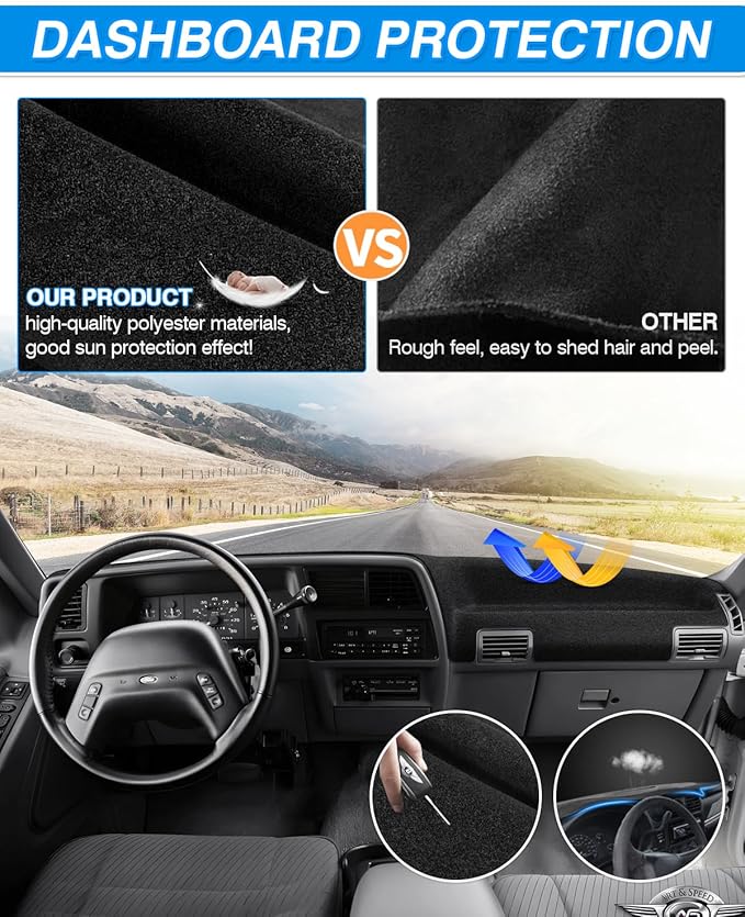 CARTIST Dash Cover Fit for Ford Ranger 1989-1994,1991-94 Ford Explorer,1991-94 Mazda Navajo,1989 1990 Ford Bronco II,1994 Mazda B2300 B3000 B4000,Non-Slip Carpet Sunshield Glare UV Rays Protector