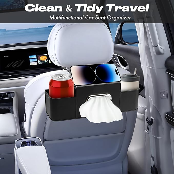 2Pcs BackSeat Car Organizer Set,Features Headrest Hooks for Purses and Bags Cute, Multiple Storage Car Back Seat Organizer,Seat Back Box,for Travel,Family Trips,Daily Commutes