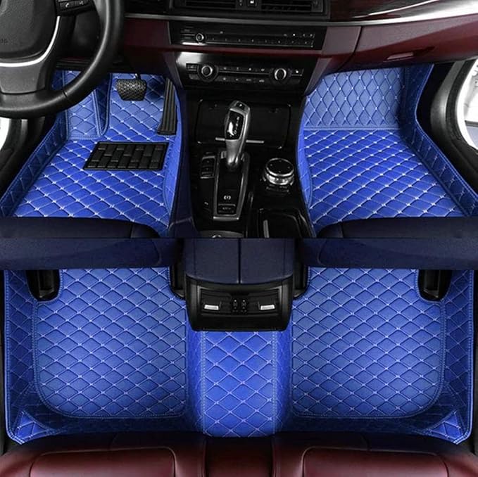 Custom Waterproof Leather Car Floor Mats Fit for Most Car SUV Truck & Sportscar All Weather Protection Vehicles (Blue)