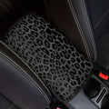 Suobstales Black Leopard Print Car Center Console Pad for Women Men Universal Accessories Vehicle SUV Truck Auto Armrest Cover Protector Cushion Decoration