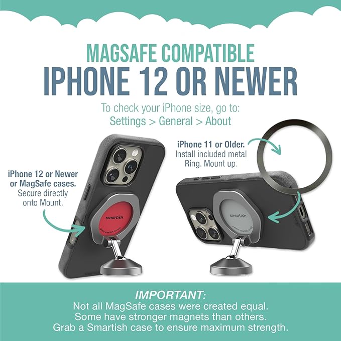 Smartish® MagSafe Mountaineer Car Mount - Compatible w/Apple iPhone 17/16/15/14/13 - Magnetic Stick on Adhesive Phone Holder - Extra Strength Magnet for Apple Accessories - Beige Against The Machine