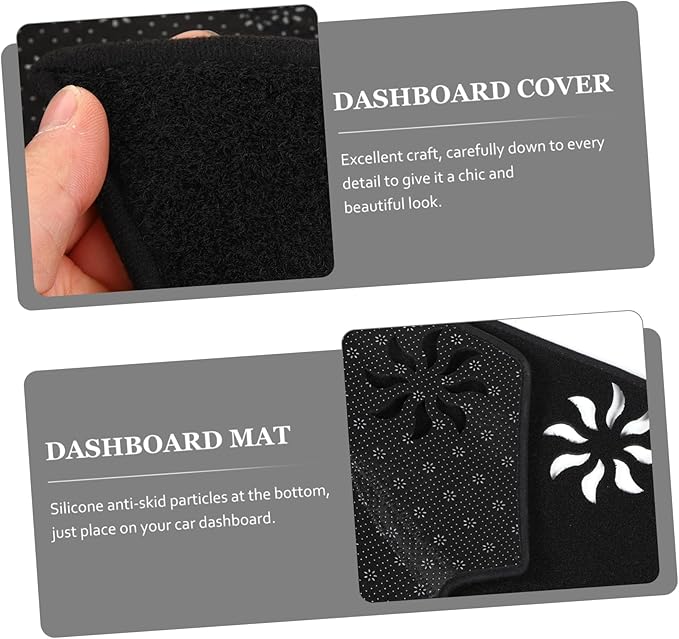 Dashboard Cover Mat for Automotive Interior Slip Polyester Protector for Sunlight and Glare for Left-Hand Drive Cars and Easy to Install