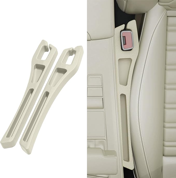 2PCS Car Seat Gap Filler Organizer,Multifunctional Car Gap Filler Organizer Storages Function ,Universal Console Catcher Between Seats Cars Interior Accessories (Beige)