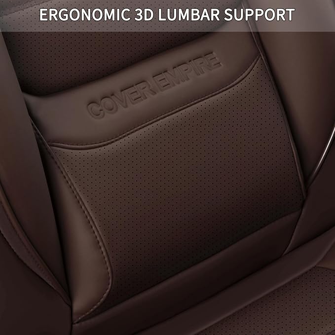 COVER EMPIRE Car Seat Covers Front Seats, 2Pcs Universal Faux Leather Front Seat Covers for Cars, Waterproof Automotive Seat Covers Breathable Seat Cover for Most Sedans, Trucks, SUV (Brown)