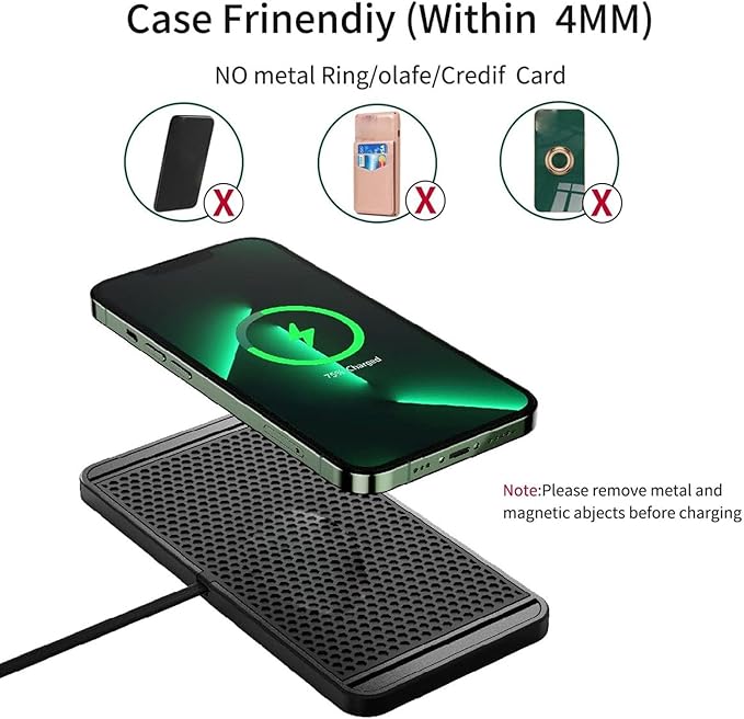 20W Magnetic Wireless Car Charging Pad, Fast Charging Cordless Mat, Customizable Trim Design, Overheat Prevention, for Car Cell Phone
