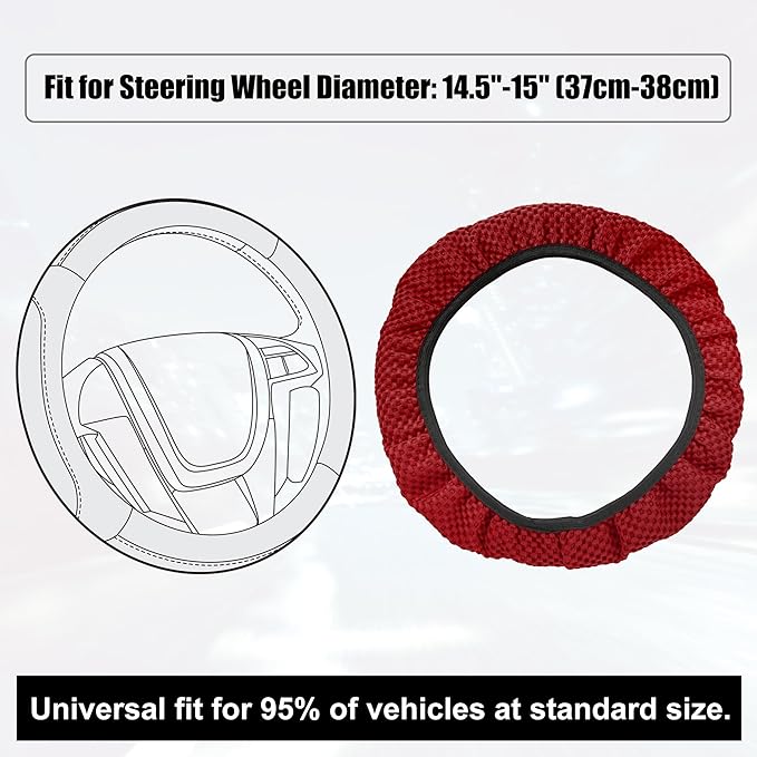 X AUTOHAUX Steering Wheel Cover Universal Elastic Stretch Antislip Breathable Microfiber Ice Silk Interior Trim Wheel Protector for Car Truck SUV Red