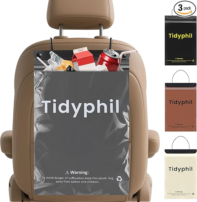150 PCS Disposable Car Trash Bags Hanging, Leak-proof, Odor Seal. 2 Gallon Car Garbage Bags, Big Capacity. Independent of Car Trash Can, Easy Stick-On Car trash Bin for Car, SUV, Truck, Stroller. Gray