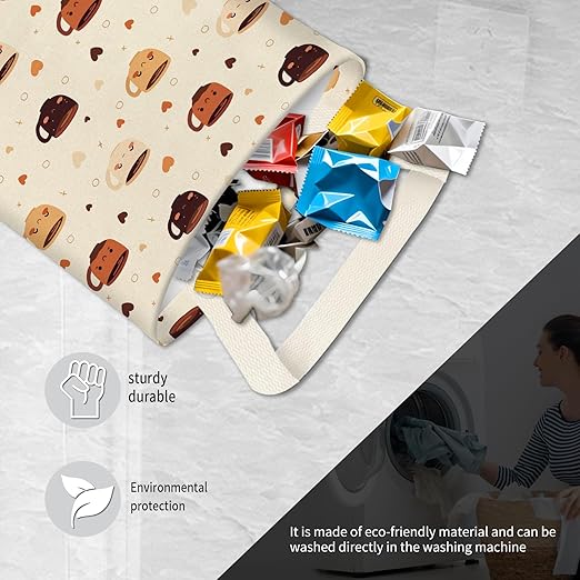 BEAKND Hanging Car Garbage Bag, Cute Car Trash Can Bag, Automotive Accessories for Women Men Cute Colorful Coffee Print