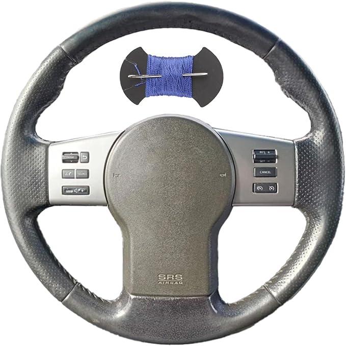 Leather Steering Wheel Wrap Car Steering Case Stitch Steering Wheel Cover Fit for Nissan Pathfinder III Frontier Xterra Navara 2005 2006 2007 2008 2009 2010 2011 2012 2013 2014 2015,Blue