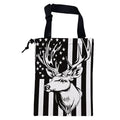 KXWQTRDD Black White American Flag Car Garbage Bag Deer Head Drawstring Car Trash Bag Hanging for Back Seat with Adjustable Buckle Canvas Vehicle Trash Can Easy-to-Install