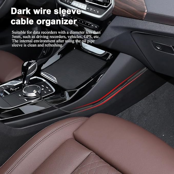 4PCS Car Concealed Wire Cover, Car Wire Sleeve, Automotive Power Cord Cover, Car Interior Accessories Adhesive Cable Hidden Protector for Cords USB Video Audio Network Cables Sleeve Organizer