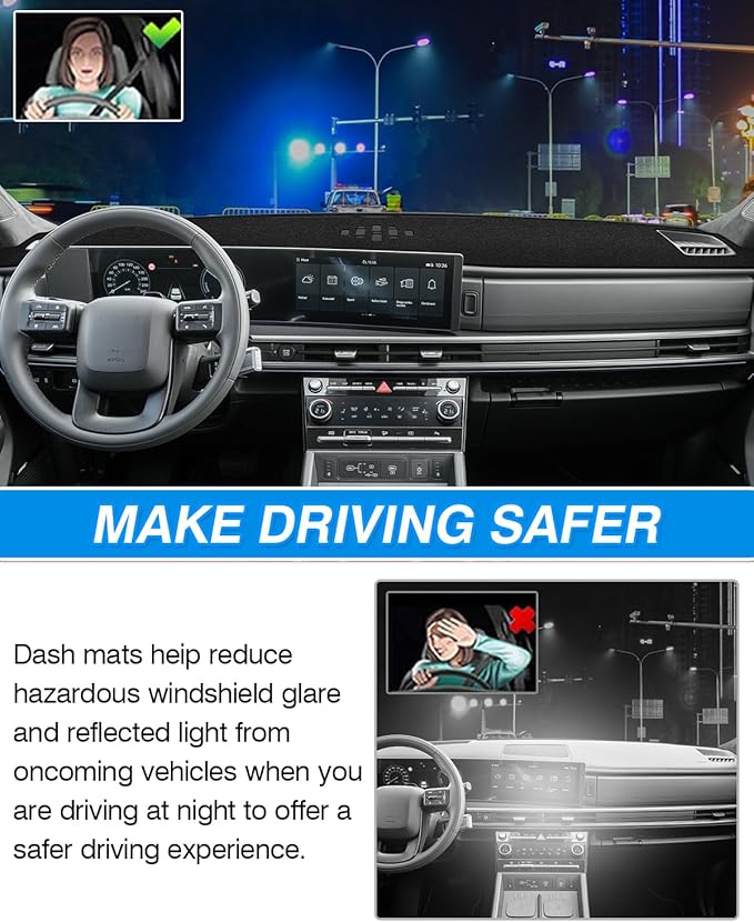 CARTIST Dash Cover for 2024 2025 2026 Hyundai Santa Fe Dashboard Cover for Santa Fe Accessories Non-Slip Carpet Sunshield Glare UV Rays Protector (Without HUD)
