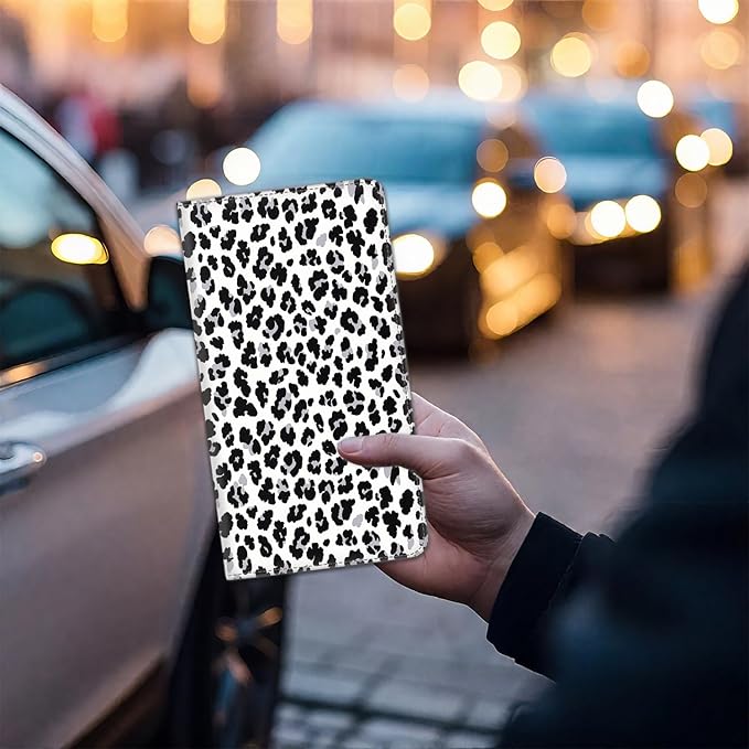 Car Registration Holder, Waterproof PU Leather Vehicle Card Document Glove Box Organizer, Women Interior Auto Accessories Case for Cards, Driver License Car Insurance Holder, Animal Skin Leopard Print