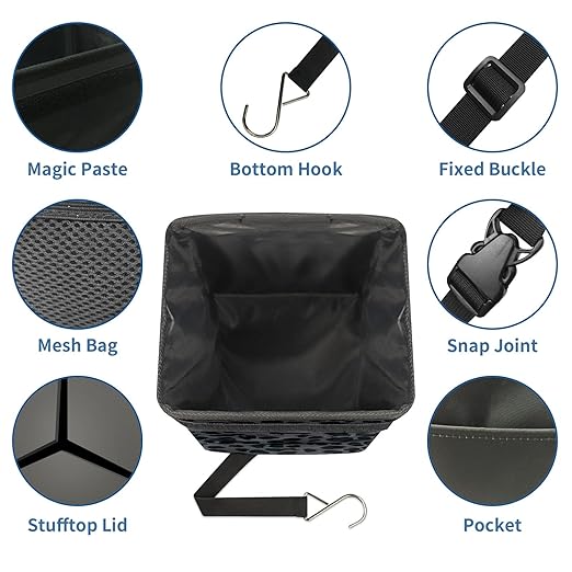 GVGHIDZ Car Trash Can – Multi-Purpose, Lightweight and Portable with Durable Water-Resistant Coating, No Installation Required, Practical and Ample Capacity, Variety of Colors.Black Leopard Print