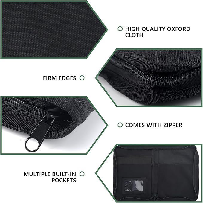Car Registration and Insurance Holder,Glove Box Compartment Organizer,Zipped Design Owner Manual Case,Multi-Pocket Paperwork Glove Bag,Soft Document Organizer for Car Insurance License Cards Driver