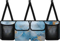 CLOHOMIN Blue Marble Print Car Trunk Organizer Sturdy Backseat Hanging Organizer Collapsible Backseat Storage Organizer for Car Easy to Install Car Organizer Bag