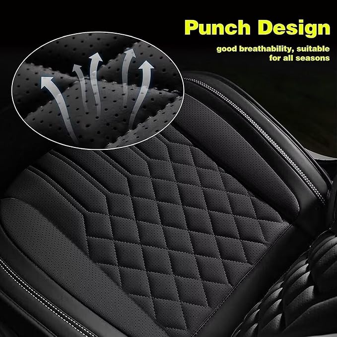 TTX Car Seat Covers 2 Front Seats Fit for Lexus ES 300H/350 2007-2026 Breathable Leather Seat Protector with Airbag Compatible Automotive Seat Cushions Cover with Beautiful Patterns (Black)