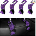 4PCS Bling Car Seat Headrest Hooks, Auto Back Seat Hanging Storage Organizer for Purse Handbag Coat, Rhinestone Vehicle Seat Hanger Holder for Women Girls, Car Accessories (Purple)