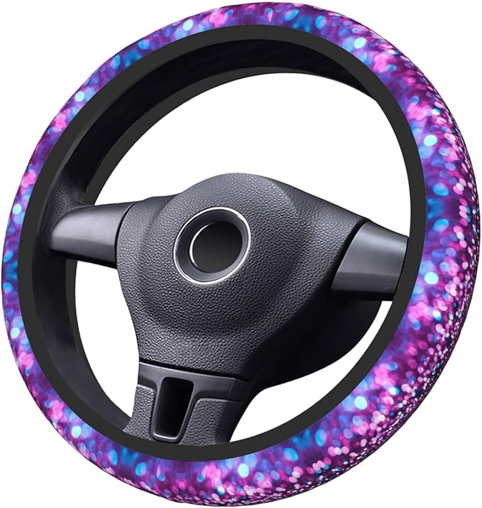 Glitter Pattern Universal Fit Steering Wheel Cover for Car, Truck, and SUV, Durable Steering Wheel Protection