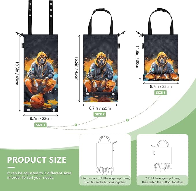 ALAZA Hanging Car Trash Bags Garbage Bag Trash Can for Back Seat Small Dog Basketball Washable Storage Bag Retractable 2 Pack