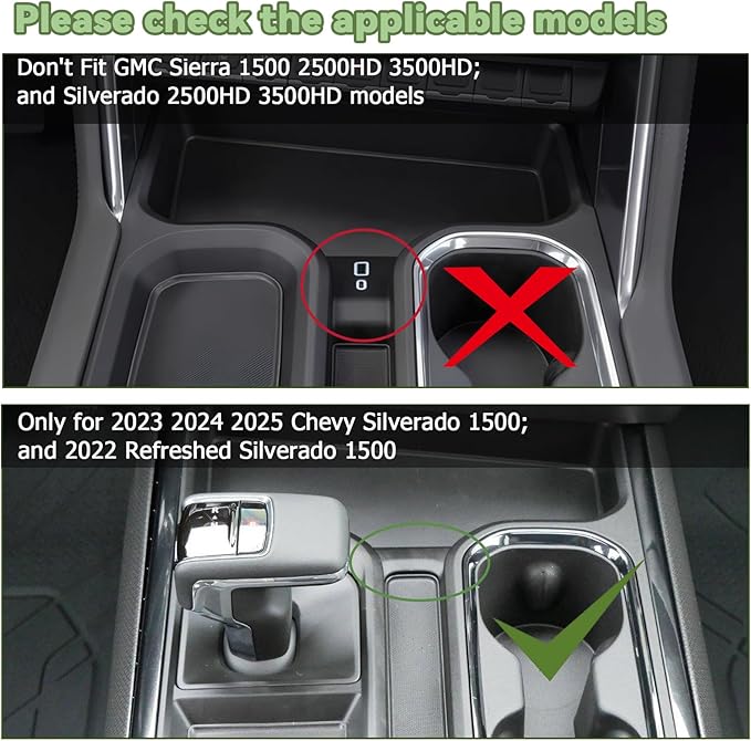 HGWEI Center Console Organizer Tray Compatible with 2023-2025 Chevy Silverado 1500 and 2022 Refreshed Silverado1500 Accessories Armrest Storage Box Compartment Cover (Full Console w/Bucket Seats)