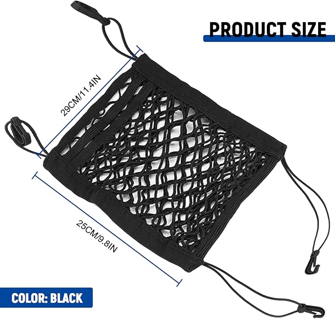 3-Layer Car Mesh Organizer,Seat Back Net Bag Organizer,Stretchable Pet Barrier Dog Car Net Barrier&Storage Bag of Backseat Pet Kids,Cargo Tissue Handbag Purse Holder,Driver Storage Netting Pouch