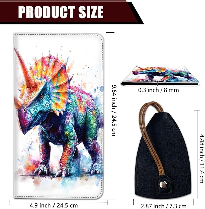 Yuxcfhjfe Car Document Holder with Magnetic Shut, Car Registration and Insurance Card Holder, Vehicle Glove Box Organizer Documents, Driver License, Auto Paperwork Organizer Wallet, Colorful Dinosaur