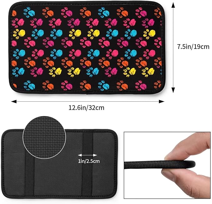 Car Center Console Cushion Pad Dog Paw Universal Waterproof Armrest Seat Box Cover Protector Paws Comfortable Cars Decor Accessories Fit for Most Vehicles, SUV