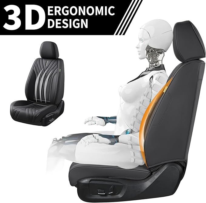 FLORICH Car Seat Covers, Leather Seat Covers 2PCS,Waterproof Front Seat Cover for Cars, Luxury Leatherette Car Seat Cushion, Automotive Black Seat Covers for Sedan SUV Pick-up Truck
