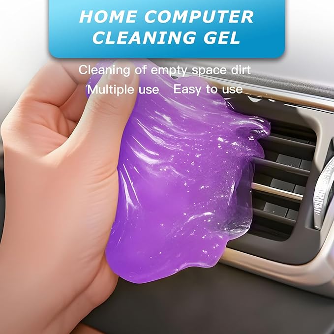 Car Cleaning Gel,Reusable Car Cleaning Putty for Interior Detailing, Car Cleaning Supplies, Auto Detailing Tools, Car Slime for Dust Removal, Car Accessories Interior, Car Cleaning Kit(Purple, 3.0 OZ)