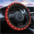 Swono Geometric Red Universal 15" Steering Wheel Covers Traditional Ethnic Tribal Colorful Geometric Pattern Cute Car Steering Wheel Cover for Men Women Girls Car Accessories