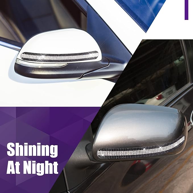 Frienda 10 Pieces Bling Car Accessories for Women Bling Car Door Handle Protector Door Handle Covers for Car Rhinestone Car Bowl Protector Accessories Women Stickers(Black White)