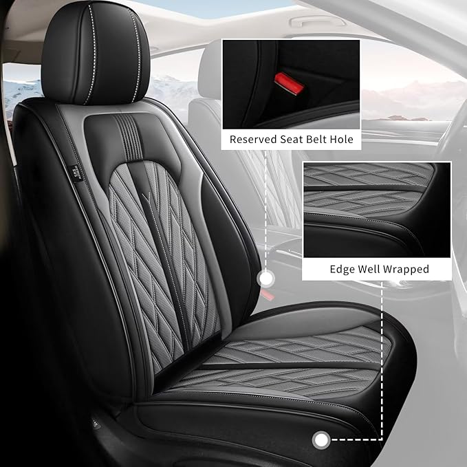 TTX LIGHTING Seat Covers for Car 2 Front Seat Fit for Kia K5 2021-2026 Leather Seat Covers Breathable Waterproof Seat Protectors Automotive Seat Cushion with Airbag Compatible (2 Seats, Grey)