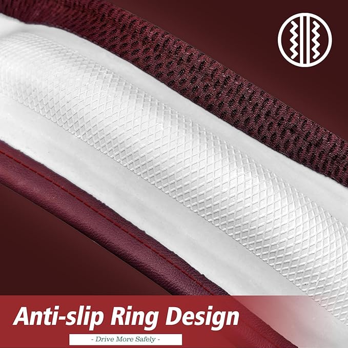 ZHOL Steering Wheel Cover,Premium Microfiber Leather,Non-Slip Breathable and Sweat-Resistant,Universal 15 Inch Steering Wheel Cover for Men and Women(Red)