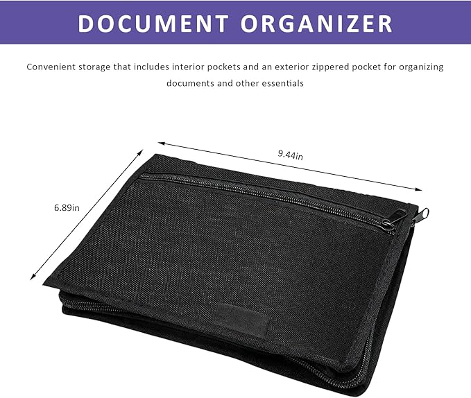 Car Registration Insurance Holder, Auto Glove Box Compartment Document Organizer Owner Manual Case, Multi-Pocket Zippered Storage Pouch for Driver's Licenses Cards Pens