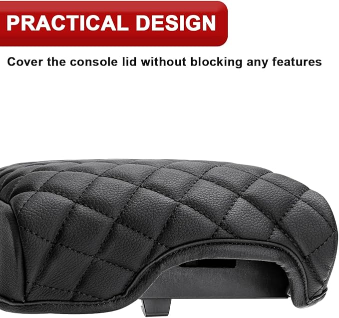 KBH Center Console Armrest Cover for Hyundai Sonata 2015 2016 2017 2018 2019, Middle Console Lid Protective Covering, PU Leather Interior Accessories, Black
