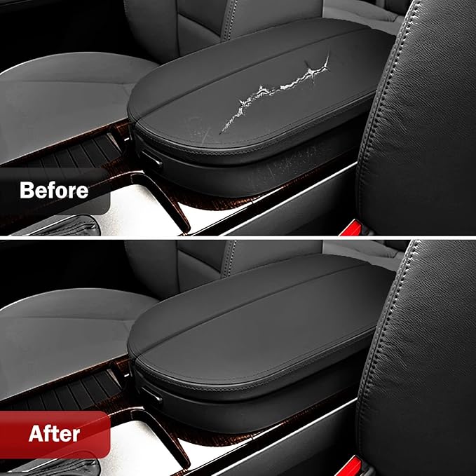 KBH Center Console Cover Replacement for Acura MDX 2007 2008 2009 2010 2011 2012 2013, Vinyl Leather, Armrest Replace Skin Upholstery, Black