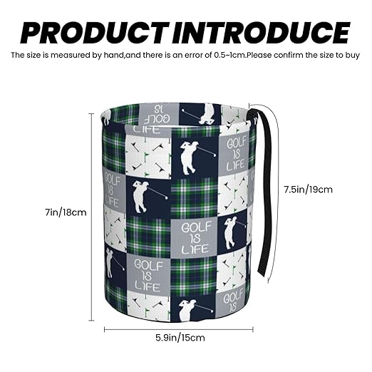 Golf Navy Patchwork Car Trash Can Garbage Cans Foldable,Cute Hanging Car Organizer and Storage Bag Leak Proof, Auto Back Seat Trash Bin Universal for Truck, SUV, Outdoor Travel