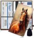 Yuxcfhjfe Car Registration and Insurance Holder, PU Leather Auto Document Holder for Men&Women, Vehicle Glove Box Compartment Organizer with Magnetic Shut for Driver's License, Horse Pattern