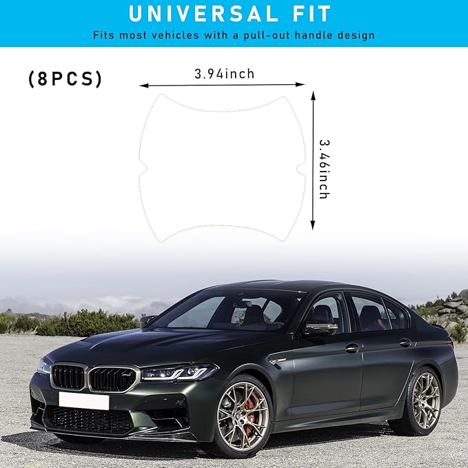 Ziciner Carbon Fiber Stickers, 8 PCS Door Handle Protectors, Waterproof, Anti-Scratch, Universal Fit for Most Cars (Transparent)