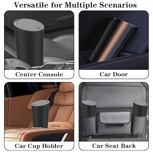 SGLRT Car Trash Bin with Lid - 2 Pack Universal Leakproof Vehicle Garbage Can Bin with 40pcs Trash Bags - Car Organizers and Storage for Front Back Seat Accessories
