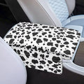 Tupalatus Black Cow Print Center Console Cover with Storage Pockets Car Center Console Replacement Easy Installation Armrest Pad for Cars Water-Resistant Fit for Most Cars, SUVs