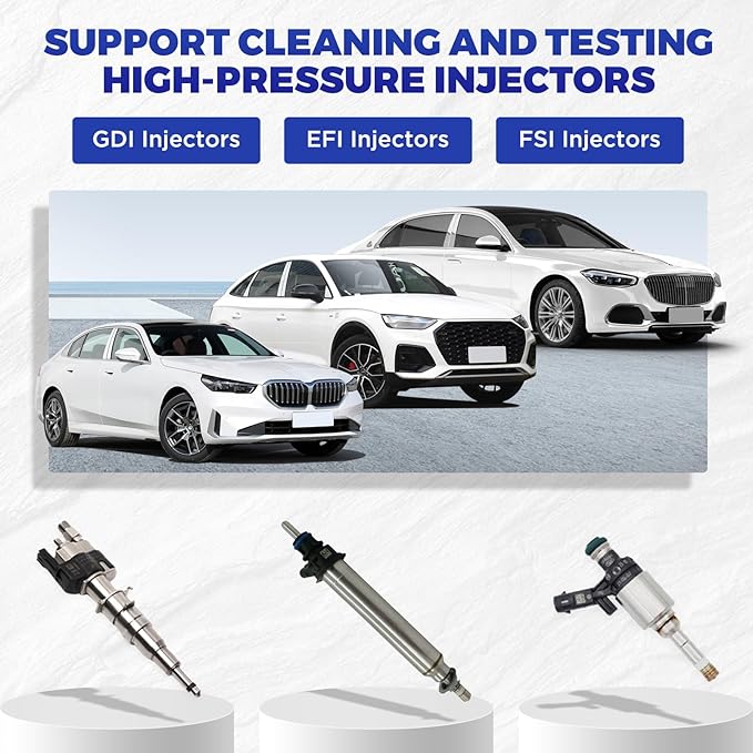 V311 GDI Fuel Injector Cleaner Machine Gasoline Fuel System Injection Cleaning Tester 6-Cylinder Test for EFI/FSI Injectors, Heated Ultrasonic Cleaner Kit with 7 Core Functions for Motorcycle Vehicle