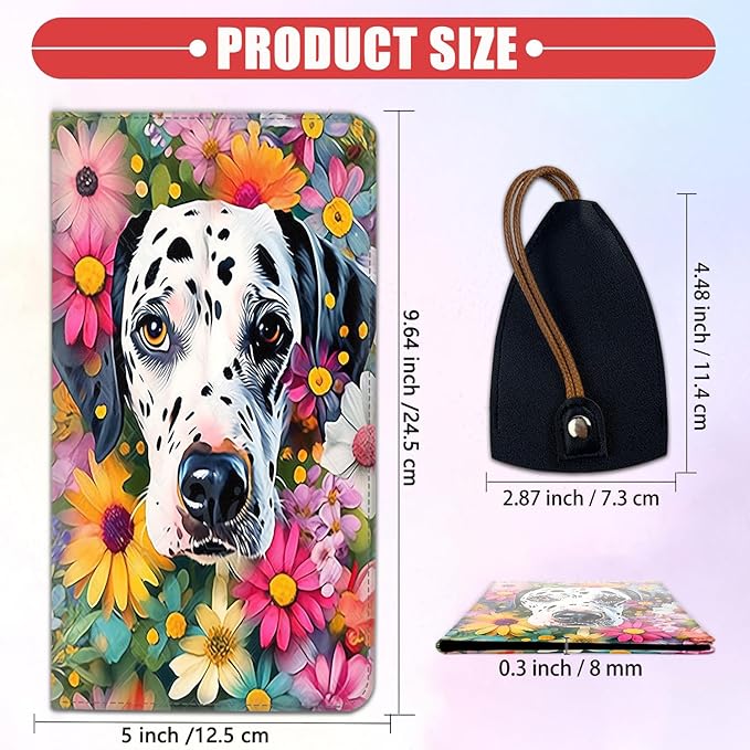 Car Registration Holder, Waterproof PU Leather Vehicle Card Document Glove Box Organizer, Women Interior Auto Accessories Case for Cards, Driver License Car Insurance Holder, Dalmatian Dog Floral