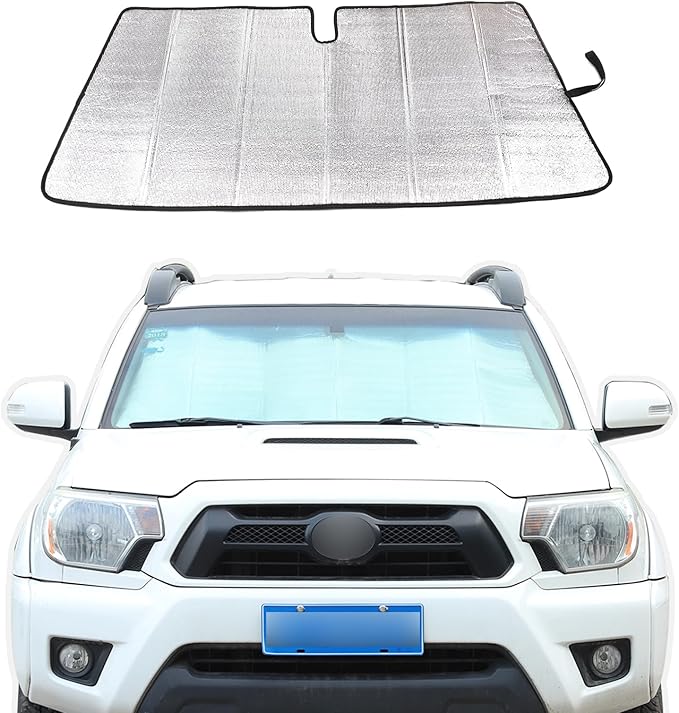 LLKUANG Car Windshield Sun Shade Compatible with Toyota Tacoma 2006-2024 Auto Windshield Sunshades Foldable Blocks UV Rays Sun Visor to Keep Your Vehicle Cool and Damage Free (Style A)