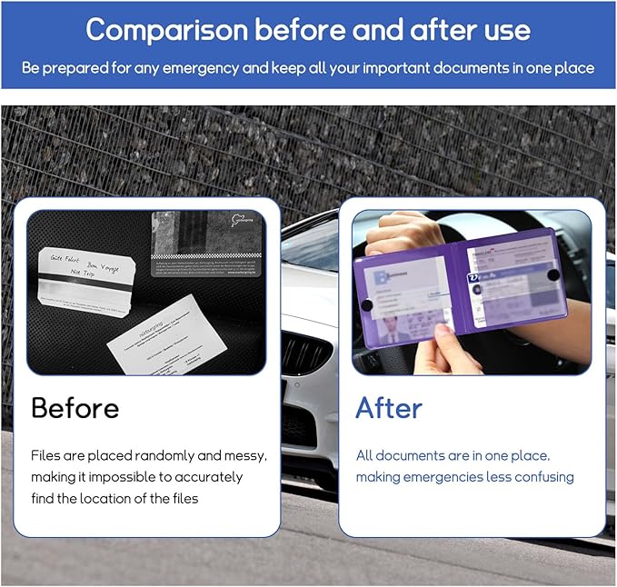 2 PCS Car Registration and Insurance Holder, 10.6''×4.8'' Essential Auto Card Glove Box Organizer with Closure, Vehicle Interior Accessories Perfect for Documents, Cards